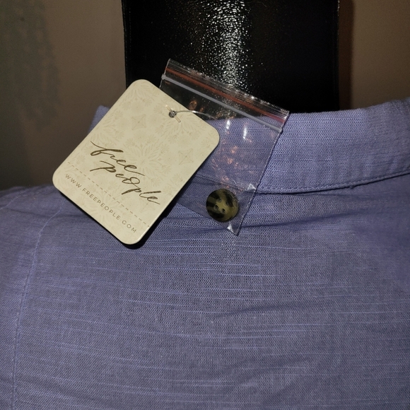 Free People Periwinkle Kiss Kiss Blouse with Lace-up Cuffs XS - Picture 9 of 9